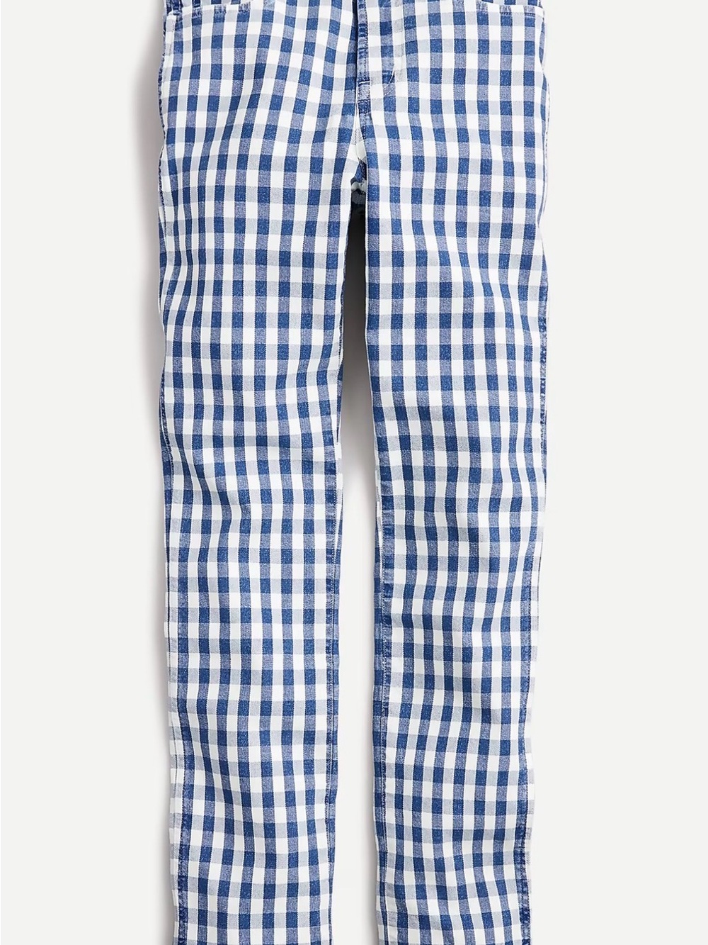 J. Crew Blue and White Gingham Straight-Leg Jeans